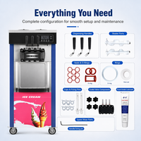 Machine à glace molle commerciale 3 saveurs 26-30L/H sur pied en acier inoxydable 2400W pour commerces et cafés CY-6228
