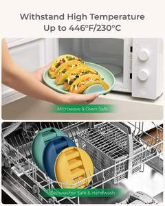 Creative Modern BPA Free Silicone Taco Holder Stand 4 Lattice Dividers Reusable Microwavable Stackable Taco Shell <b>Rack</b> Serving - Product Image 4