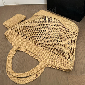 Bolso de Playa de Rafia de Diseño, Bolso de Compras de Lujo para Mujer, Gran Capacidad, Estilo Hobo, con Doble Correa para el Hombro, Dos Bolsillos, Tipo Maxi Cartera - Product Image 5