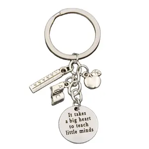 Teacher Keychains It takes a big heart to teach little minds Keyring Key Ring Jewelry For Teachers Day Gift