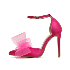 2025 Oversized Bow Left and Right Asymmetric Pointed Toe Stiletto Women's Shoes Fashion Trend Anti-Slip for Spring and Summer - Product Image 6