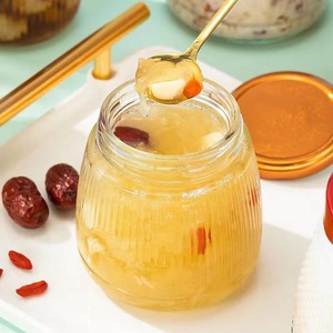 Pot en verre blanc transparent avec couvercle en métal pour crème de nid d'oiseau, emballage cadeau - Product Image 1