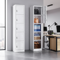Casier métallique moderne, durable et écologique à 5 portes, assemblé, avec 5 niveaux de ventilation et serrure à clé, idéal pour les gymnases, les bureaux, les employés et les étudiants