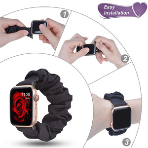 Qidian stok ezme saç bilek bandı elastik saat kayışı kumaş Scrunchie kordon akıllı saat Apple Watch serisi için 8 7 6 - Product Image 4