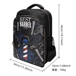 Fashionable Eco-Friendly Leather Barber Backpack <b>Hair</b> Dryer Electric <b>Clipper</b> Travel Haircut Tool Bag Functional Hairdresser - Product Image 6