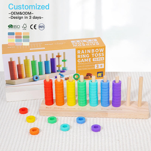 EDULAND Montessori Juego de Aros de Madera Arcoíris para Clasificar Colores, Juguetes Educativos de Conteo de Cuentas para el Aprendizaje de Matemáticas para Niños - Product Image 5