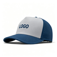 Casquette de baseball structurée en nylon imperméable à 5 panneaux, bicolore, perforée au laser, avec corde de golf, pour le sport et le golf