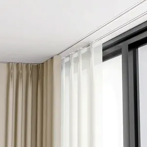 Minimalist Style Wave-fold Ceiling Lining Flushfit Recessed Track Outblack Cloth Fabric Drape Curtain Or Sheer Curtains