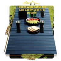 Outdoor Eierrollen-Tisch-Set aus Karbonstahl, rechteckig, faltbar, mit Kermit-Stühlen – Modell DJZ-001 – Outdoor-Möbel