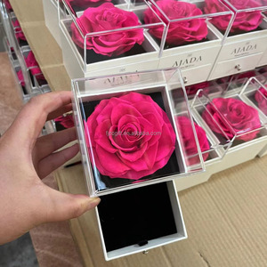 Venta al por mayor hecho a mano Real Touch Forever Long Life Preserved Rose Eternal cabeza de flor estabilizada en caja cuadrada para regalo - Product Image 3