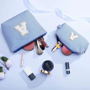 Paquete de 2 Bolsas Cosméticas de Algodón con Cierre de Cremallera y Logotipo Personalizado, Diseño Portátil, Gran Capacidad, Almacenamiento de Viaje - Product Image 4