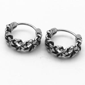 Pendientes de Aro Huggie Personalizados para Hombre, Acero Inoxidable 316L, Impermeables, Hipoalergénicos, Cadena Cubana, Estilo Vintage Industrial Punk, Regalo - Product Image 5