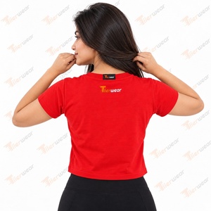 Camiseta Corta de Verano para Mujer Tiierwear, Roja, Estilo Urbano, Cuello Redondo, Manga Corta, 100% Algodón, Transpirable, Ecológica, Informal - Product Image 4