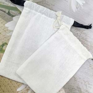 Wholesale Small Linen Custom Print Cotton Canvas <b>Drawstring</b> <b>Bag</b> White High Quality - Product Image 2