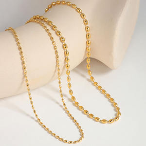 MICCI थोक कस्टम स्टेनलेस स्टील के गहने 18K पीवीडी सोना मढ़वाया ओवल चावल मनका लिंक चेन हार महिलाओं के लिए - Product Image 6