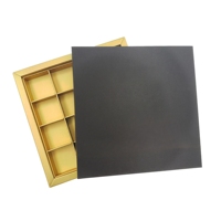 Boîte d'emballage de chocolat carrée rigide de luxe, écologique, recyclable, avec logo personnalisé haut de gamme, avec revêtement UV en feuille d'or, qualité alimentaire