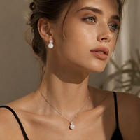 Ensemble de bijoux Mylove personnalisé en argent sterling 925 plaqué or 18 carats avec pendentif en perle d'eau douce et boucles d'oreilles, vente en gros