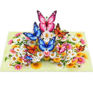 Luxury 3D Pop Up Butterfly Flower Greeting <b>Card</b> Handmade Floral Birthday Anniversary Mother's Day <b>Gift</b> <b>Card</b> with Envelope - Product Image 1