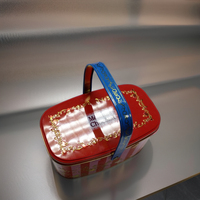Boîte en fer blanc personnalisable pot cadeau de retrait d'espèces rouge exquis stockage d'artisanat alimentaire en relief matériel de papier métallique durable"