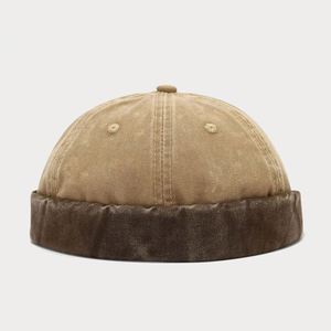 Gorra Docker de Algodón Lavado Bicolor con Efecto Desgastado Estilo Retro 2025 para Hombre, sin Visera, Estilo Hip Hop, Deportiva para Exteriores - Product Image 6