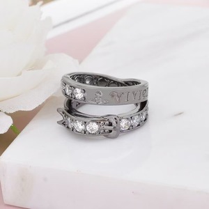 Anillo Geométrico Punk Unisex para Hombre y Mujer, Anillo de Pareja con Letras y Diamantes, Hebilla de Cinturón Elegante y Moderna, Chapado en Oro, Joyería de Circonio para Fiestas, Venta al Por Mayor - Product Image 3