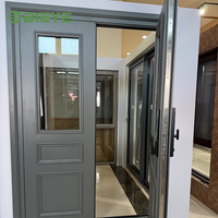 Puertas Francesas de Seguridad de Lujo, con Rejilla Exterior de Vidrio, Modernas, Dobles, de Aleación de Aluminio, con Cerradura Inteligente y Aislamiento Térmico para Casa