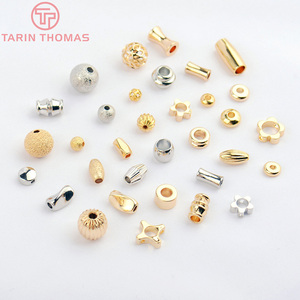 Cuentas espaciadoras de latón de alta calidad en color oro de 24 quilates, varios estilos, suministros para la fabricación de joyas, accesorios para la fabricación de pulseras - Product Image 1