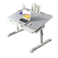 Bureau d'ordinateur portable convertible en métal, table pliable pour lit avec porte-gobelet, pour étudiants, dortoir, bureau portable