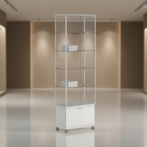 Vitrina con Marco de Aluminio de 75 cm de Ancho y 220 cm de Alto, Puertas de Vidrio Blanco, Estantes Ajustables, Mueble de Exhibición - Product Image 3