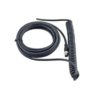 Waterproof sensor cable spiral coil spring cable for m8 connector 5 pin