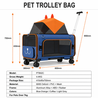 Sac de transport pour animaux YAOYUE PTB02C en Oxford 600D, 2-en-1, avec chariot en aluminium détachable et grande fenêtre en maille pour chiens et chats jusqu'à 7 kg