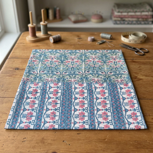 Premium Blue Floral Block Print Cotton <b>Fabric</b> Traditional Botanical <b>Textile</b> for Dresses Quilting Sewing <b>Home</b> Decor and Apparel - Product Image 4