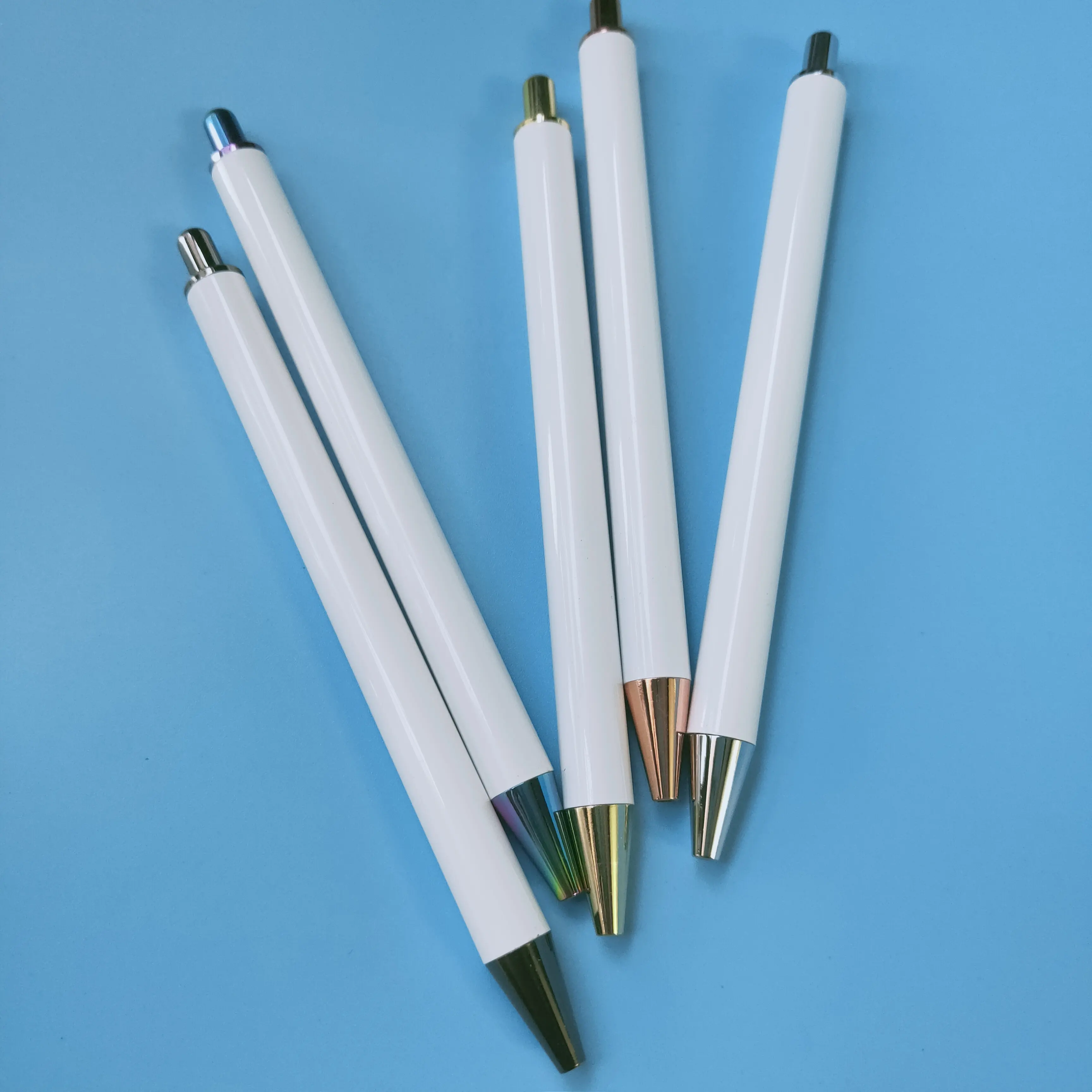 Diy sarar epoksi reçine el sanatları paslanmaz çelik beyaz Metal jel kalem kişiselleştirilmiş geri çekilebilir tıklama etiket Glitter su kaydırağı kalem
