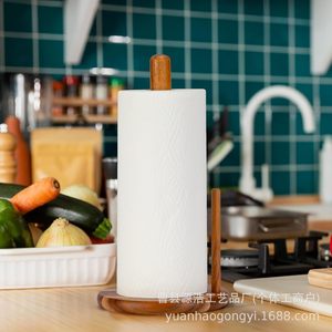 Wooden <b>Paper</b> Towel Holder Round Upright Desktop <b>Kitchen</b> Organizer Minimalist Design Free Standing No Drilling Required - Product Image 5