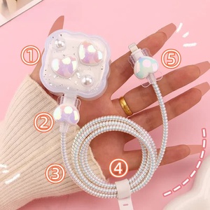 Girlie điện thoại 3prong tim xoắn ốc sạc tip cáp bảo vệ Kit và gương TPU Iphone 3pin cắm Bìa trường hợp sóng Loại C vỏ - Product Image 6