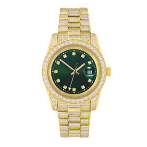 Montre <span class=keywords><strong>Elite</strong></span> 2023 avec lunette en or 18 carats sertie de diamants, nouveau style hip-hop, strass glacés, quartz, acier inoxydable, design romain - Product Image 6