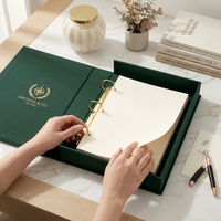 Caja Rígida Magnética Personalizada con Anillas, Logotipo en Lámina Dorada de Lujo, Empaque de Portafolio Encuadernado en Tela