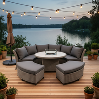 Modernes Design Outdoor-Garten Rattan-Sofa Komfortables Rundes Set mit Höhenverstellbarem Tisch für Innenhöfe & Hotels