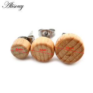 <span class=keywords><strong>Orecchini</strong></span> a Perno Unisex in Legno Naturale Marrone e Nero 6-8mm con Chiusura a Pressione in Acciaio Inossidabile, Gioielli <span class=keywords><strong>per</strong></span> Piercing <span class=keywords><strong>Trago</strong></span> - Product Image 2