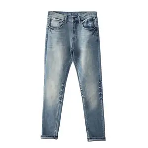 Siap dibuat untuk pria denim digunakan jeans dalam stok mode jins pelangsing dalam stok