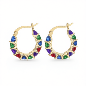 Orecchini a Cerchio Hinsilvex E4385 Placcati in Platino con Cristalli Multicolore e Design Geometrico, Trendy per Uso Quotidiano Femminile - Product Image 1