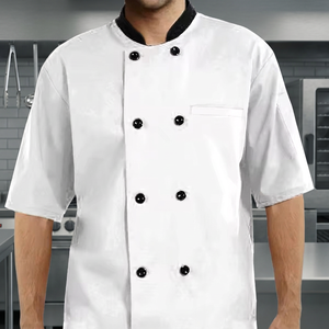 เสื้อเชฟแบบยูนิเซ็กซ์ทรงอสมมาตรยี่ห้อ Uniformates OEM พร้อมโลโก้สั่งทำพิเศษ ผ้าตาข่ายด้านข้าง แขนยาว ติดกระดุมแบบทอ ผลิตจากผ้าโพลีคอตตอน - Product Image 3