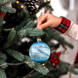 <span class=keywords><strong>Boule</strong></span> de Noël personnalisée et ornements d'arbre peint à la main arbre de Noël pendentif <span class=keywords><strong>boule</strong></span> et neige à l'intérieur boîte-cadeau en verre pour décorations de vacances - Product Image 1