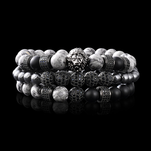 F245 3 יחידות\סט חרוזים צמידי גברים סיטונאי מותאם אישית 8mm מפת שחור מט אגת למתוח מתכת טבעי חן חרוז צמיד - Product Image 2