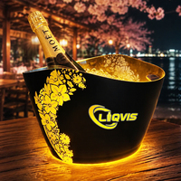 Enfriador de Vino y Cerveza Iluminado de Lujo LiqVis, Negro, con Logotipo Personalizado, Cubo de Hielo LED de Alta Calidad para Servicio VIP en Clubes Nocturnos