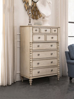 Amerikanische Vintage-Kommode im Landhausstil aus Massivholz, Weiß, für Schlafzimmer und Wohnzimmer, Wandanliegend, Neun Schubladen, Hergestellt in China