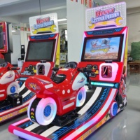 Machine d'arcade de course de motos pour enfants à 2 joueurs, fonctionnant à pièces, mini simulateur de moto, jeu vidéo pour aire de jeux intérieure, centre commercial