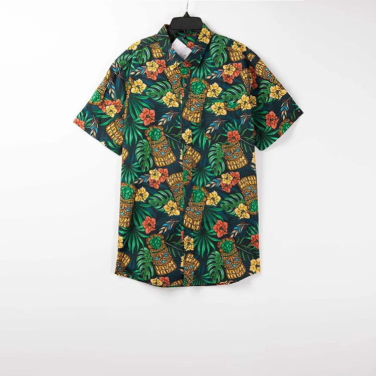 Button Up Short Sleeve Vacation Vintage Beach Hawaiian Shirts Men'S Custom Low Moq
