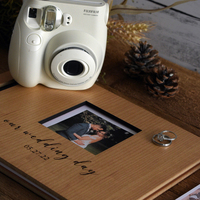 En stock : Album photo de mariage en bois élégant avec fenêtre, personnalisable A4, gravé au laser, pour livre d'or et souvenir.