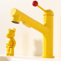 Robinet de lavabo moderne et élégant, à un seul trou, double sortie d'eau, en alliage de zinc, avec fonction céramique